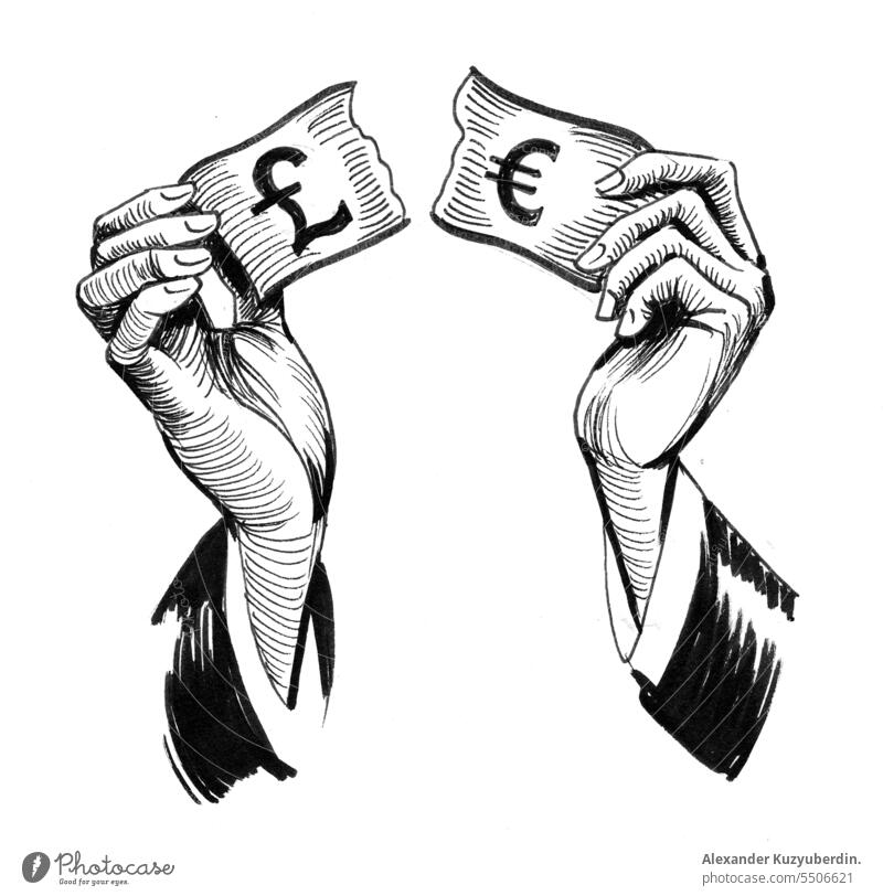 Hands and money artwork banknote bankrupt bankruptcy bill black and white currency drawing hand illustration ink sketch symbol tear money watse