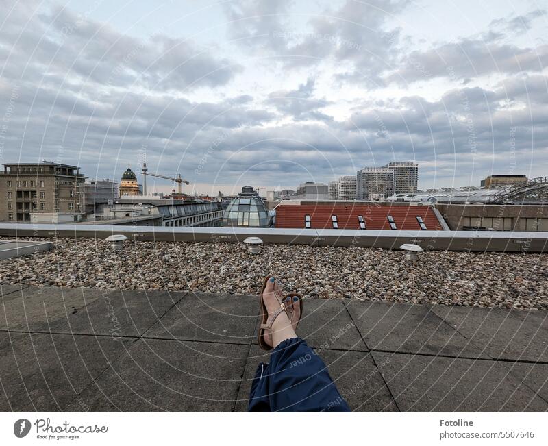 Sitting above the rooftops of Berlin and let the clouds move in the sky. Just let your soul dangle. Television tower roofs Roof above the roofs Sky Town