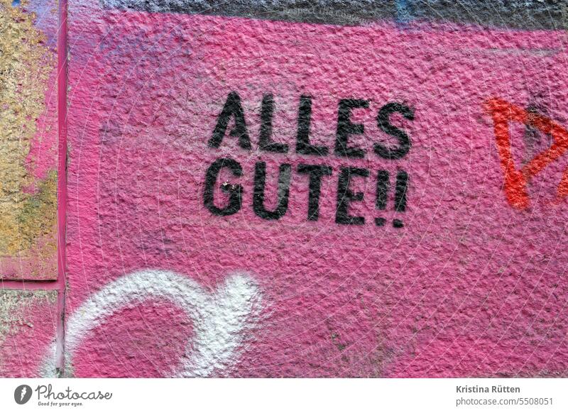 all the best!! Good luck Desire congratulations Graffiti street art Wall (barrier) Wall (building) Facade Colour Stencil lettering Birthday Anniversary Jubilee