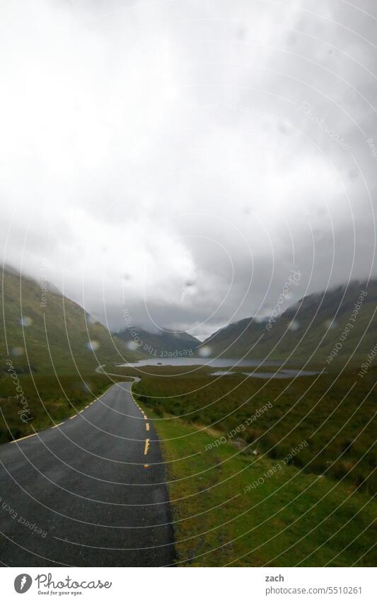 all weather Ireland Street Lanes & trails Hill Grass Meadow Clouds Nature Green Landscape Lake Rain Drizzle raindrops Bad weather