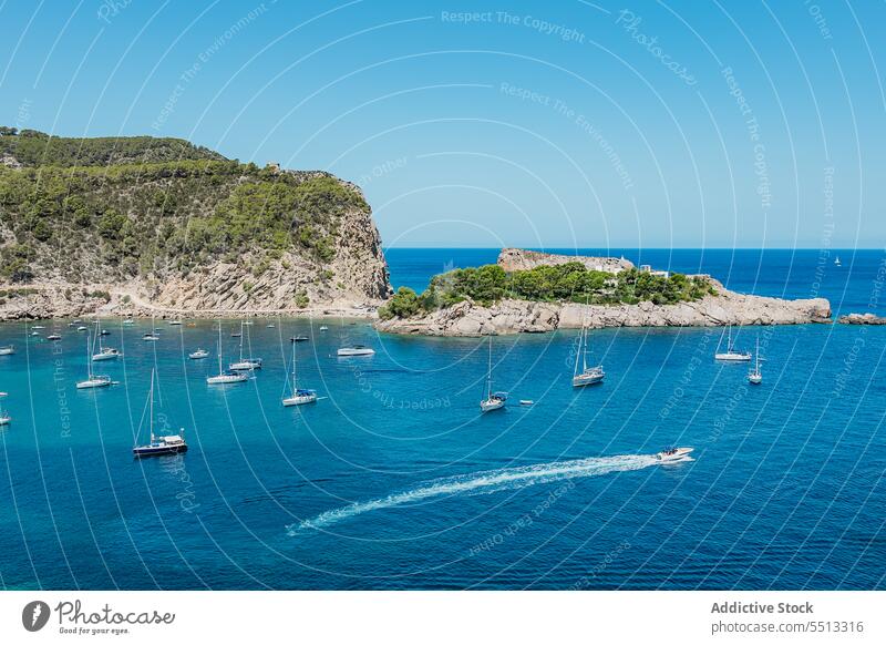 Platja des Port de Sant Miquel (IBIZA) sea cliff picturesque coast spain summer scenery mountain water island landscape seascape tourism freedom turquoise