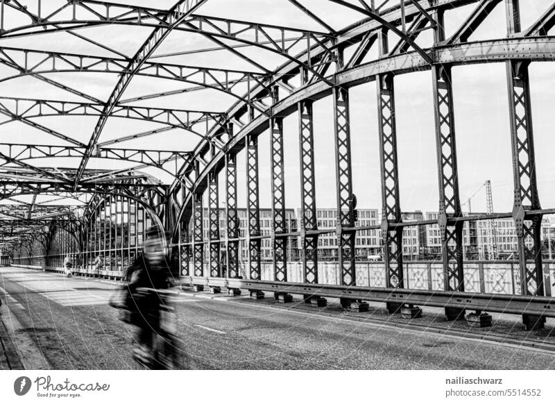 hacker's bridge Bridge Architecture road bridges Munich Steel Railroad bridge out Munich Main Station Wanderlust Together Traffic artery Steel bridge