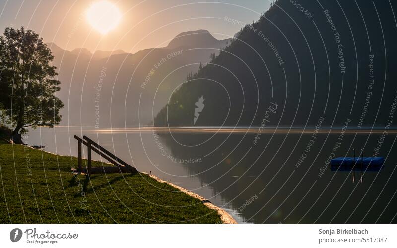 Very early in the morning at Grundlsee Lake Grundlsee Austria morning mood Sunrise tranquillity silent Nature Calm Landscape Morning Exterior shot Deserted