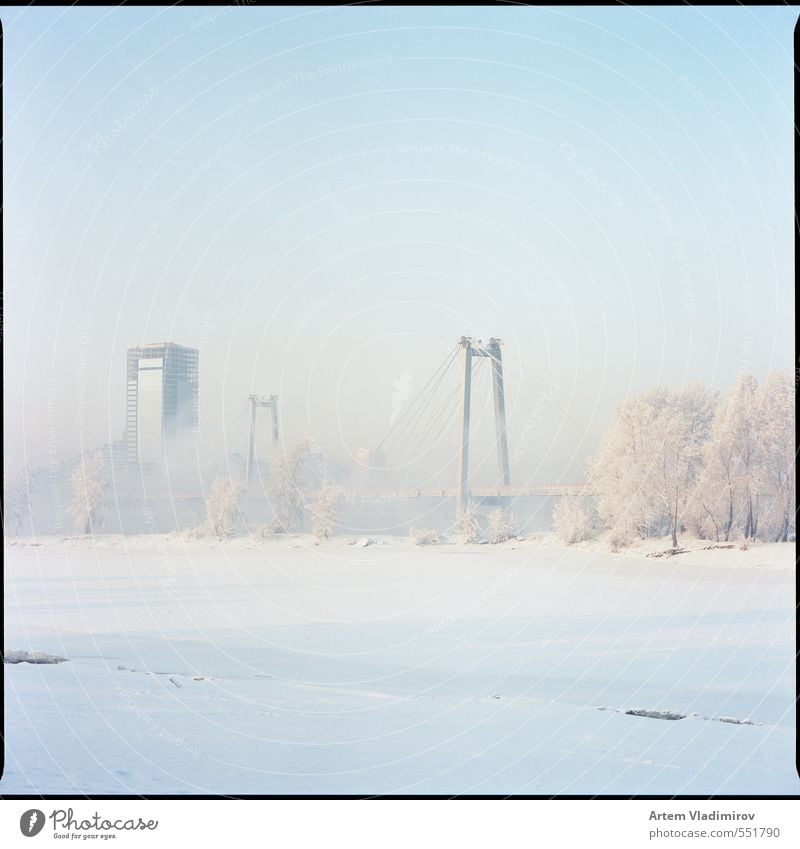 frost#1 Landscape Town Park Bridge Harbour Bright Cold Blue White Colour 6x6 cityscape ektar film krasnoyarsk sq-ai bronica sq-ai zenzanon kodak Frost