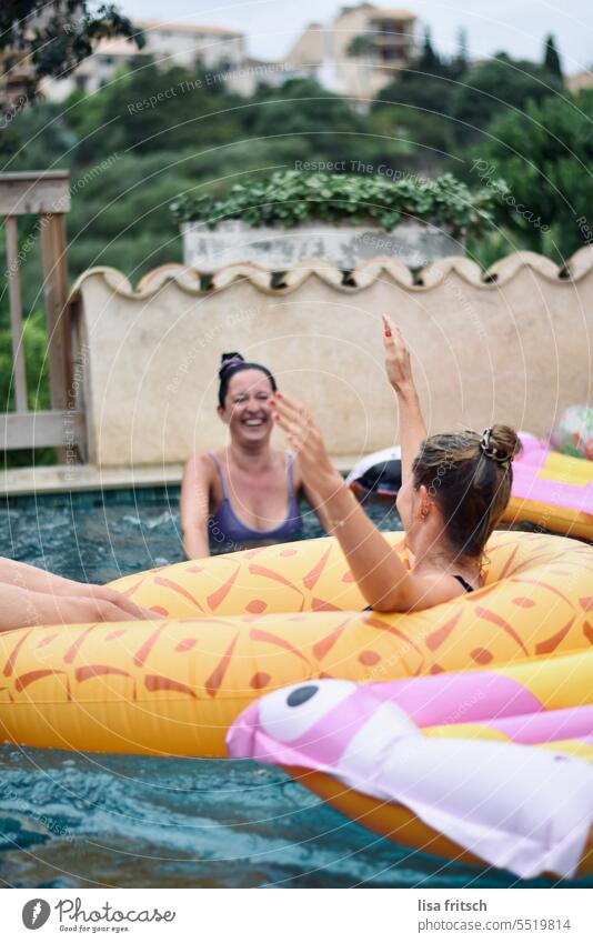 RAISE YOUR HANDS - POOL PARTY bathing fun Hands up weekend pool party women girlfriends Summer Water Joy Relaxation Swimming & Bathing vacation Refreshment