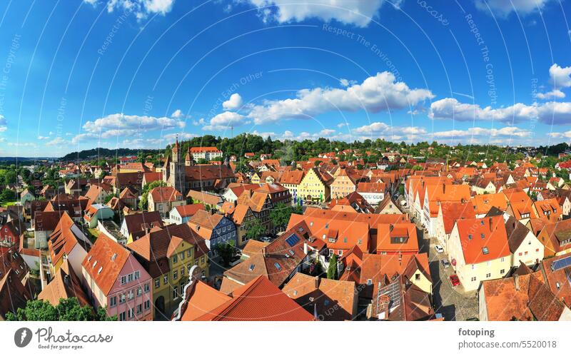 Aerial view of Feuchtwangen with a view of the historic center of the old town. Middle Franconia Bavaria Ansbach Southern Germany Europe photography Trip