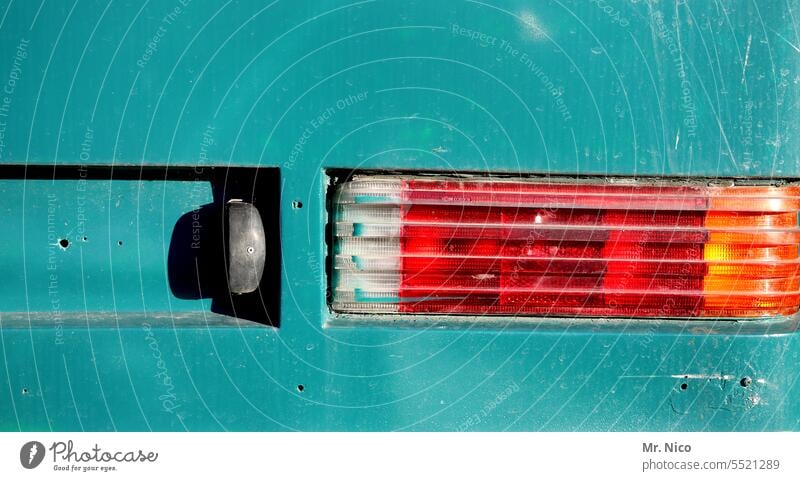 rear light Lamp Stern Design Indicator light Rear light Motor vehicle Brake light Bus Vehicle Flash signal Mobility Logistics Yellow Orange Red Vintage car