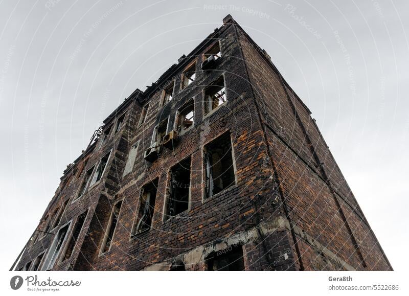 destroyed and burned houses in the city Russia Ukraine war Donetsk Kherson Kyiv Lugansk Mariupol Zaporozhye abandon abandoned attack bakhmut blown up