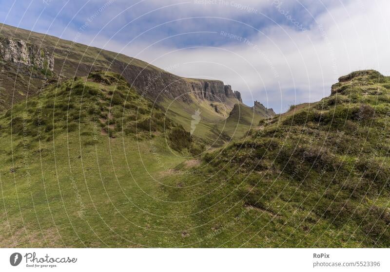 Quiraing mountains on the inner Herbrieden. Landscape coast Highlands Scotland scotland steep coast England landscape Ocean North Sea Nature reserve