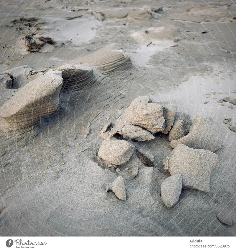 Natural sand sculptures on the beach Sand Beach Sculpture Grains of sand Water Ocean North Sea Wind Waves coast Nature Landscape Vacation & Travel Summer