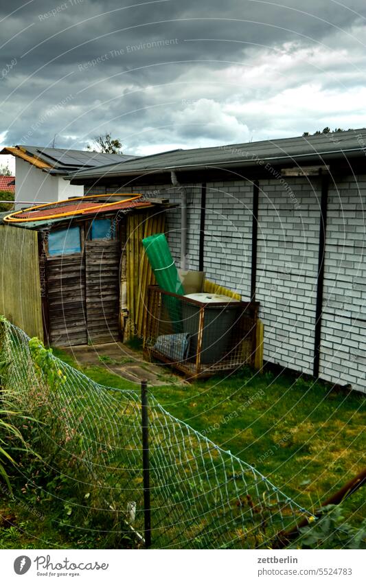 sheds Evening Dark Twilight Relaxation holidays Garden Hedge Sky allotment Garden allotments Deserted neighbourhood Nature Plant tranquillity Holiday season