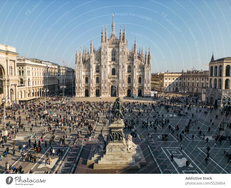 City with famous aged cathedral in sunshine cityscape basilica catholic landmark sightseeing milan tourism travel historic italy architecture attract sky