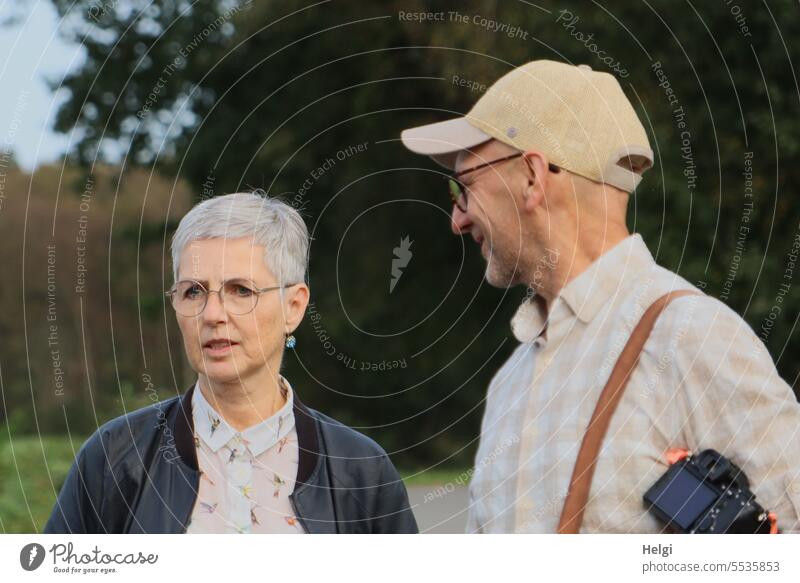 wide country | nice entertainment Human being Man Woman portrait Exterior shot kind Adults two Face Looking Smiling naturally Authentic Friendliness Feminine