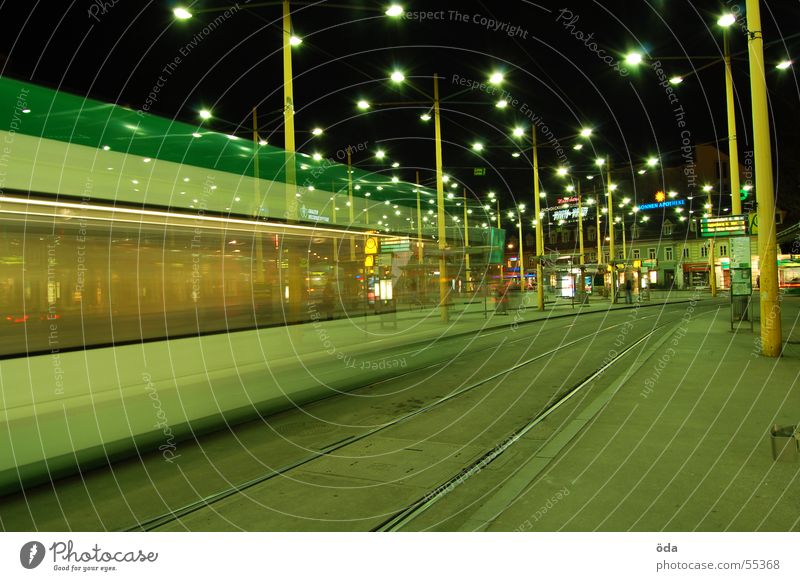 movement #1 Long exposure Light Tram Driving Railroad tracks Jakominiplatz Graz Night Movement Lighting Lamp