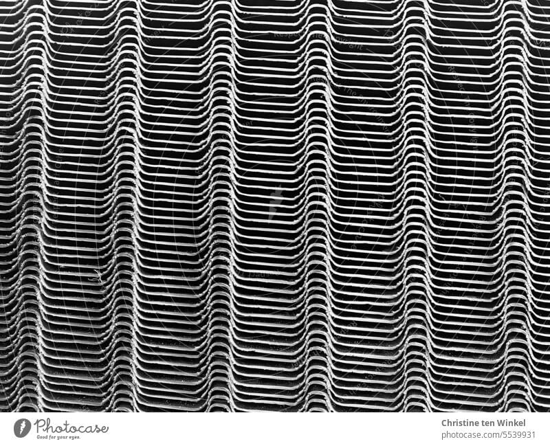 stacked Stack Plastic Pattern Parallel black-and-white Structures and shapes Arrangement Abstract Many Consecutively about each other quantity Lie Equal