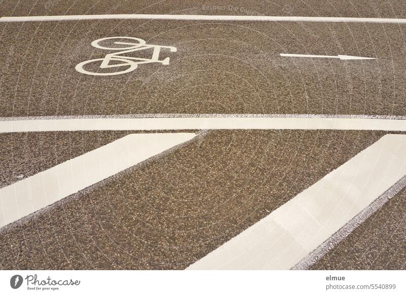 helpful I cycle path marked with a bicycle pictogram and a directional arrow Cycle path Road marking direction arrow Cycling Lanes & trails StVO Lane markings