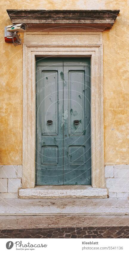 Old beautiful door from past times - guarded by the latest technology old door old entrance Entrance Nostalgia Front door Closed Door handle Lock door handle