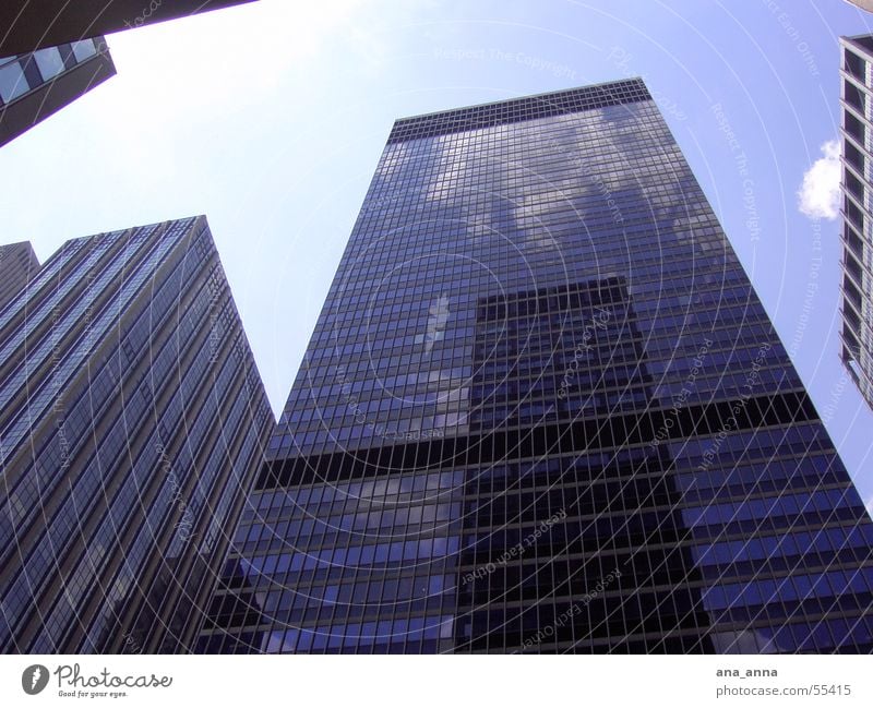 Sky over New York Colour photo Exterior shot Deserted Day Reflection Sunlight House (Residential Structure) Air Clouds Town Capital city Downtown Skyline