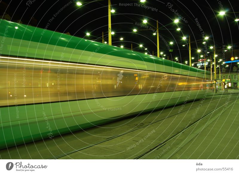 movement #2 Long exposure Light Tram Driving Railroad tracks Jakominiplatz Graz Night Movement Lighting Lamp