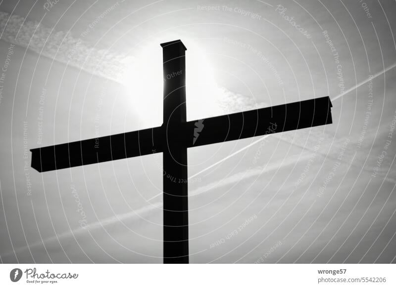 Faith | the sun shines from behind a cross Hope Sky Heaven Crucifix symbol Belief Faith & Religion Christian cross Christianity Church Sun Sunlight