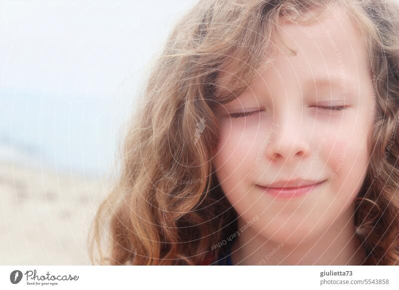 When I grow up, I will... | Boy with long hair and closed eyes has a big wish portrait Human being Child Boy (child) long hairs Infancy dreams Wishes Day Face