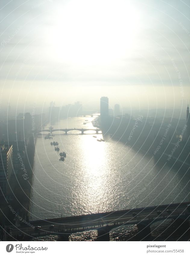 London again and again fog Themse Fog Watercraft Thames River Bridge