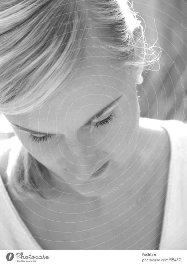 Bella 2 Portrait photograph Black White Summer Woman Blonde Light Black & white photo Sun Germany Looking earring