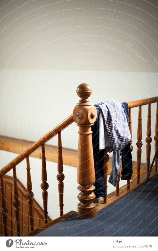 Homework | Finding laundry Lifestyle Living or residing Flat (apartment) Interior design Room Banister Staircase (Hallway) Deserted Stairs Wooden stake