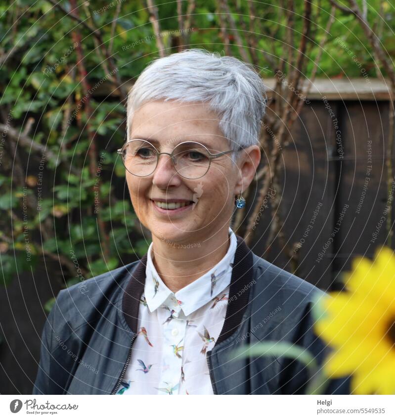 Wide land | friendly lady in garden Woman Human being portrait Face Adults Feminine Colour photo Exterior shot Hair and hairstyles Shallow depth of field