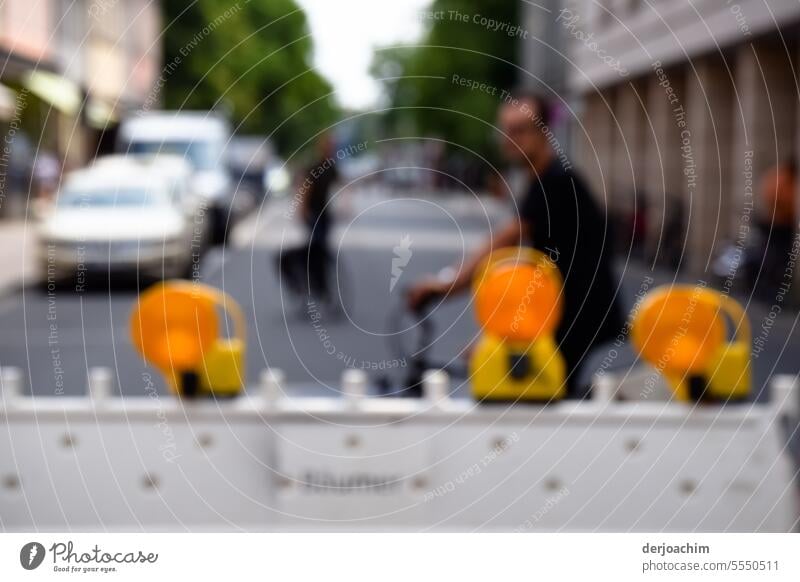 Caution construction site - barrier Construction site Work and employment Workplace Exterior shot Day Colour photo Profession Build Barrier Bicycle trees