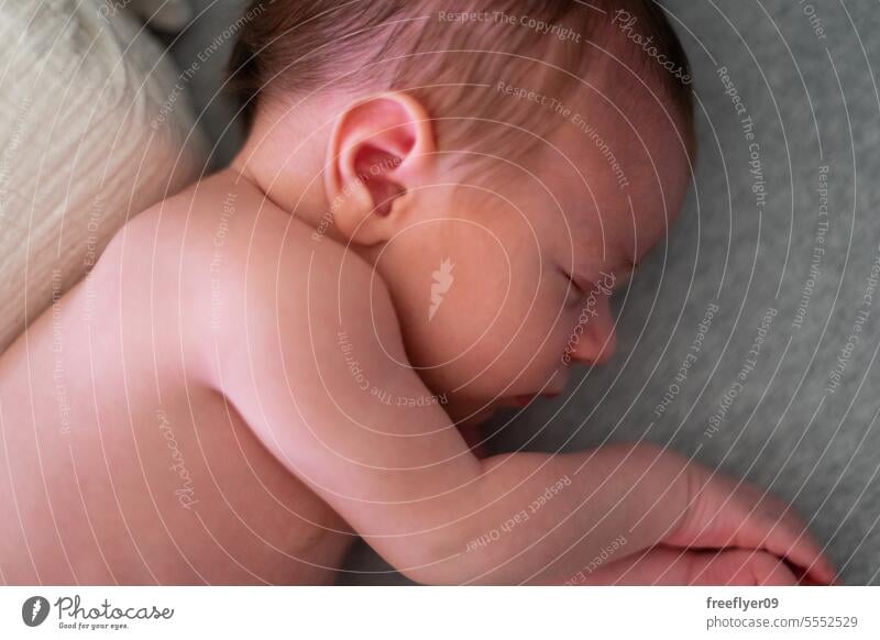 Portrait of a newborn sleeping on a baby crib from above nap lying diaper diapers parenthood motherhood innocence life labor young boy happy small pregnancy