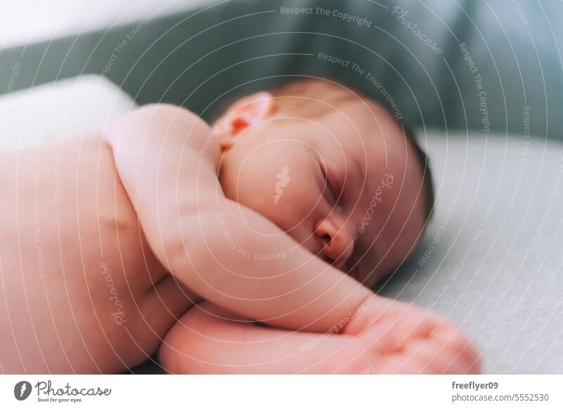 Portrait of a newborn sleeping on a baby crib nap lying diaper diapers parenthood motherhood innocence life labor young boy happy small pregnancy little