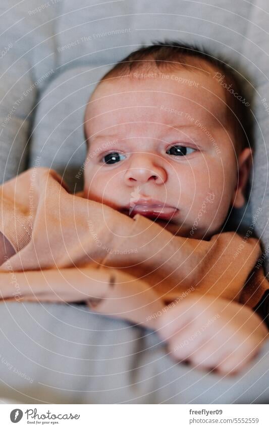 Portrait of a newborn on a baby hammock sitting portrait copy space parenthood motherhood innocence life labor young boy happy small pregnancy little childhood