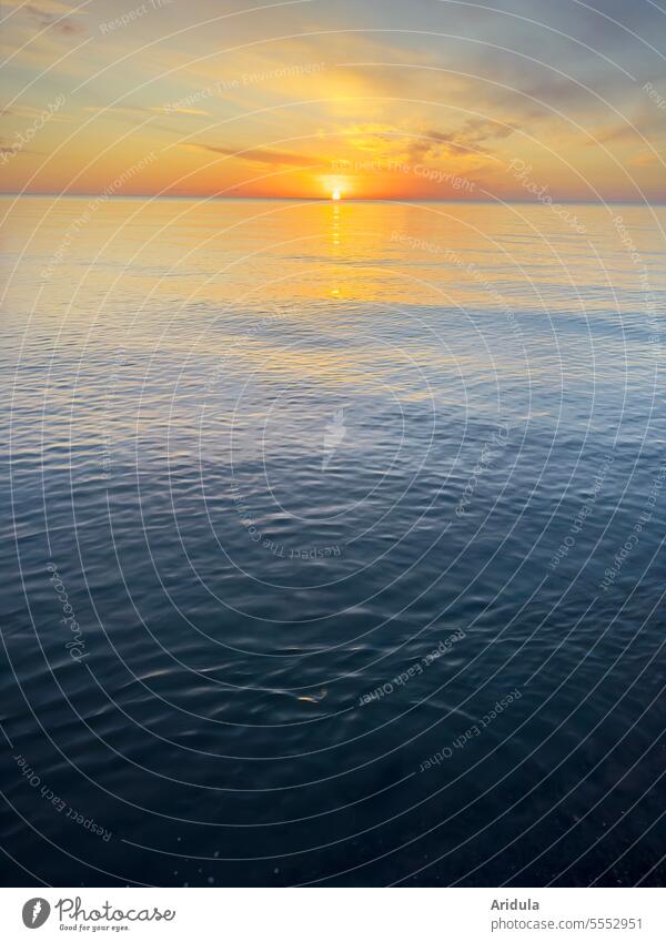 "Good morning" | Sunrise at the Baltic Sea Ocean Horizon Water Waves romantic Sky tawdry Beach Vacation & Travel Sunlight Color gradient Orange Bright Nature