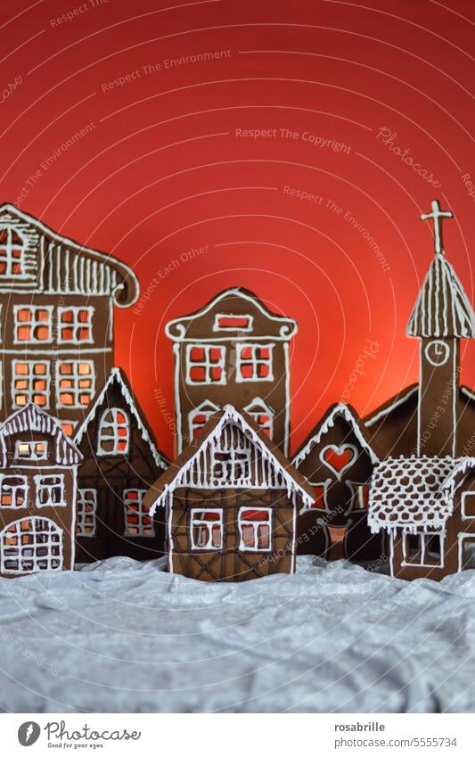 Man does not live by gingerbread alone | home-baked gingerbread town Gingerbread Town Christmas & Advent Baked goods Cookie Christmas biscuit Icing Baking