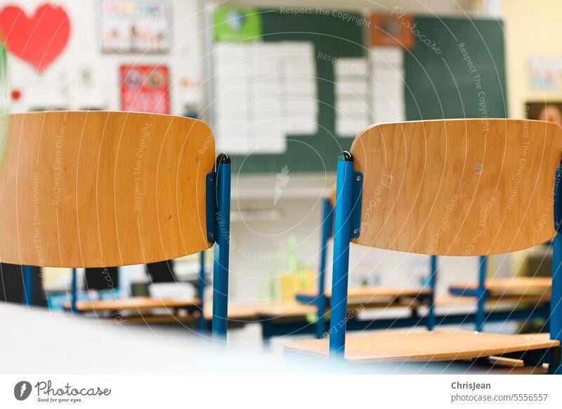 Chairs up! School Study Infancy Education Schoolhouse holidays school holidays school chair chairs Blackboard classroom Classroom realschule Secondary school