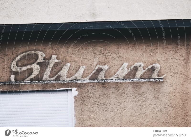 Storm... was once a hair salon. The neon sign is already missing... Gale Manmade structures Past Architecture Change forsake sb./sth. Facade Wall (building)