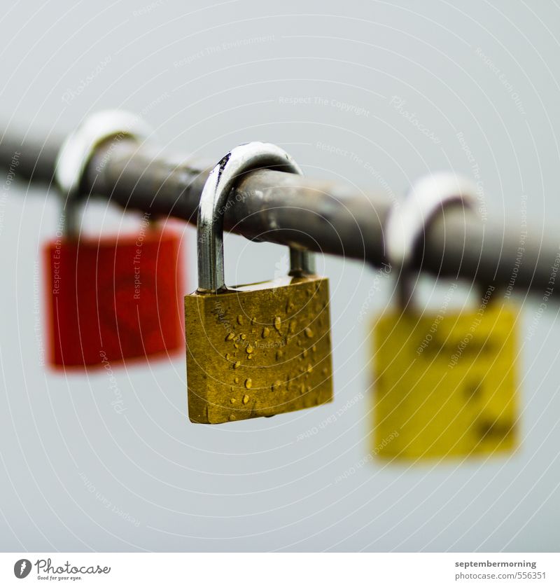 Forever Metal Lock Yellow Gold Red Silver Eternity Bathroom Saarow Colour photo Exterior shot Deserted Shallow depth of field