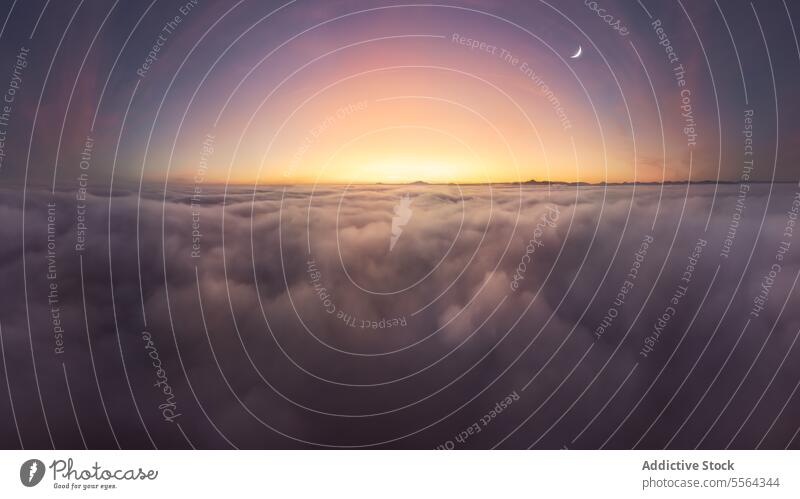 White thick and soft clouds floating during sunset moon mountain ridge nature rocky cumulus landscape spain fog mist haze atmosphere natural formation travel