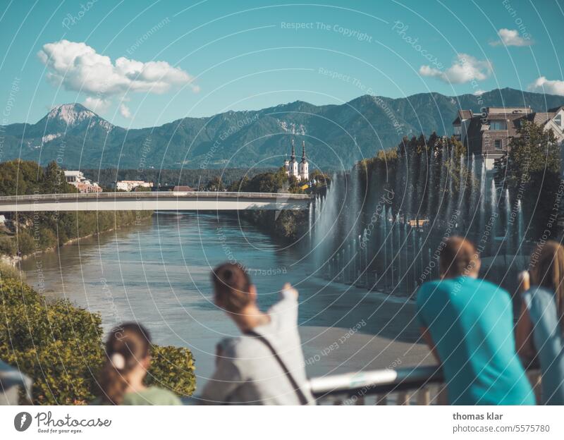 Villach City in Carinthia Town Exterior shot House (Residential Structure) Building Colour photo Sky Downtown Capital city Day Skyline Clouds Old town