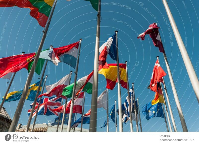 flags Europe Politics and state International Flag Cloudless sky Attachment Perspective Global Poland Denmark France Greece Germany Education Pride Might Many