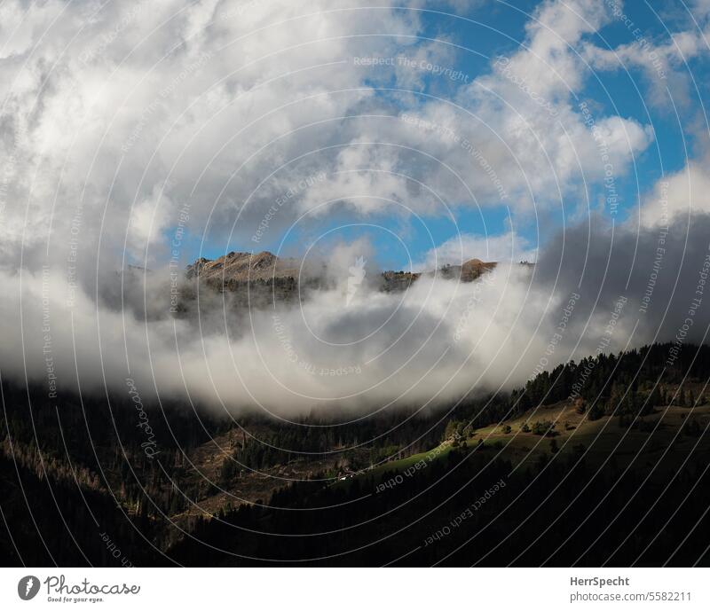 Cloud theater with alpine summit Alps alpine landscape Mountain Clouds cloud landscape Landscape Sky Nature Peak Vantage point Exterior shot Panorama (View)