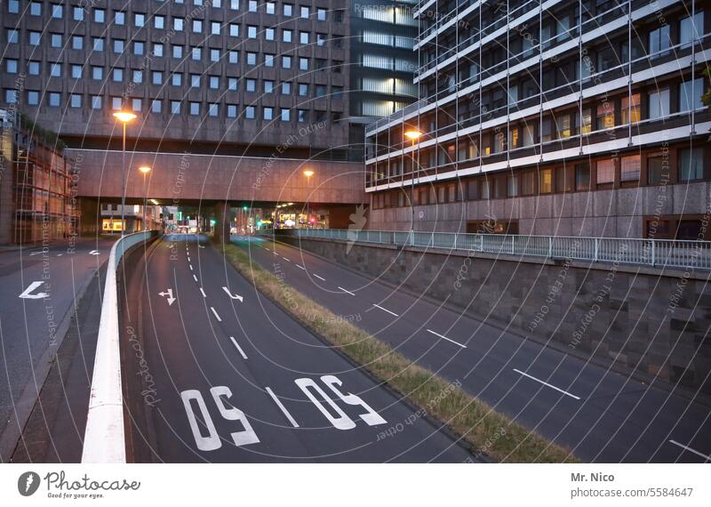 north-south journey Cologne Town City Lanes & trails Architecture Underpass Digits and numbers empty street Traffic infrastructure Road traffic Asphalt