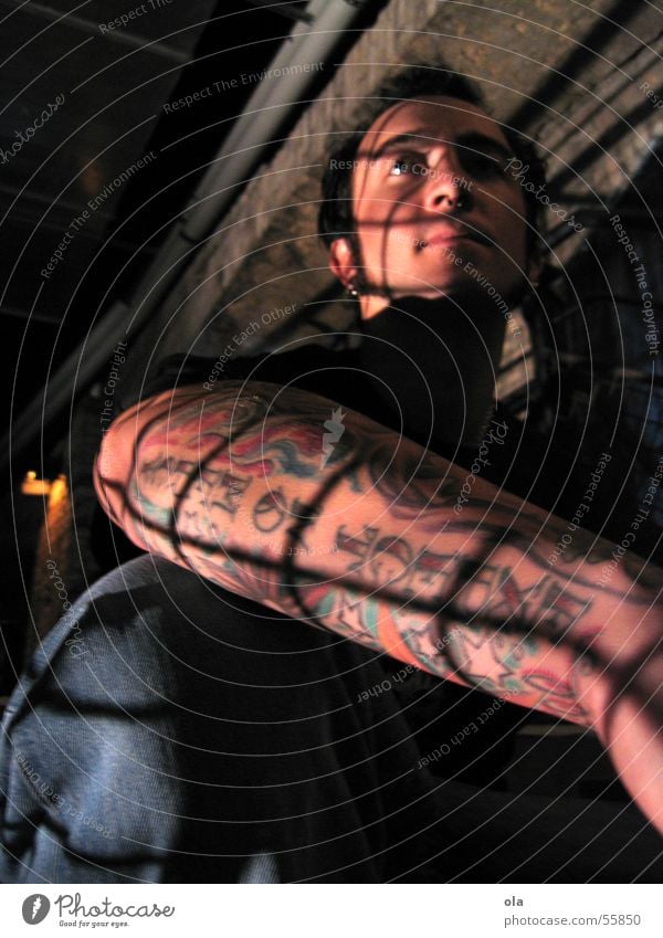 behind bars Grating Man Piercing Shadow hc Tattoo rls roundhouse Arm Stairs Sit chris