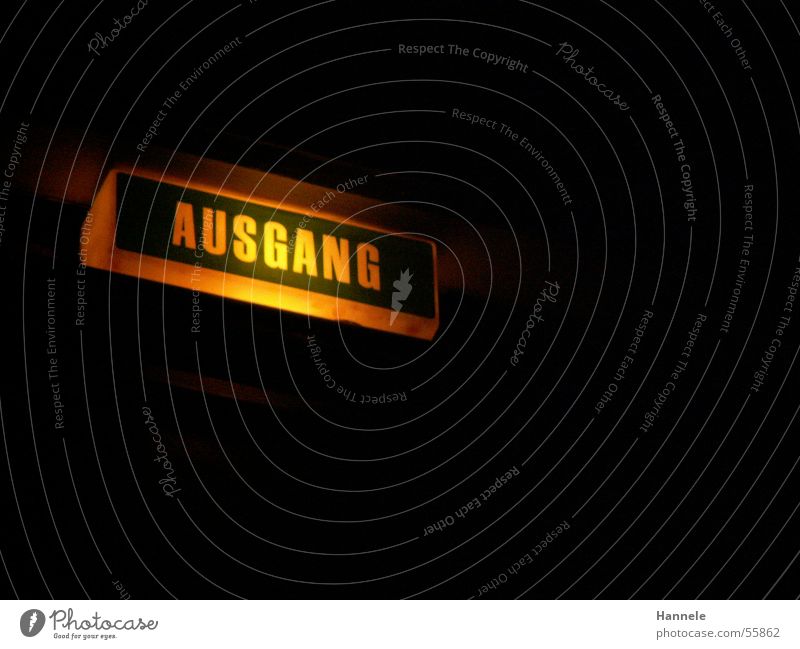 out of here Way out Emergency exit Black Dark Interior shot Light Concert Green Yellow Signs and labeling Light (Natural Phenomenon) Characters
