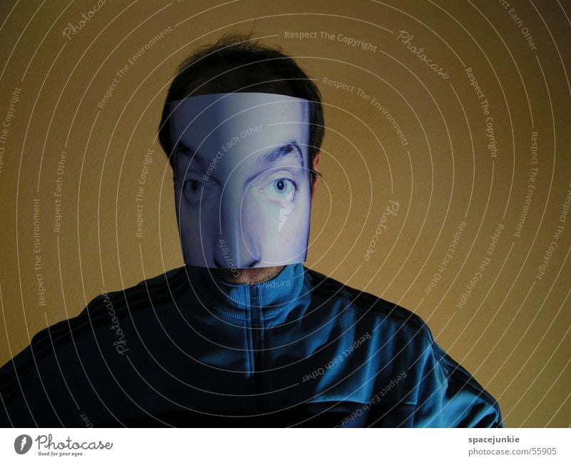 HUI BUH! Portrait photograph Wall (building) Yellow Face Mask Eyes Shadow Track-suit top Blue huibuh