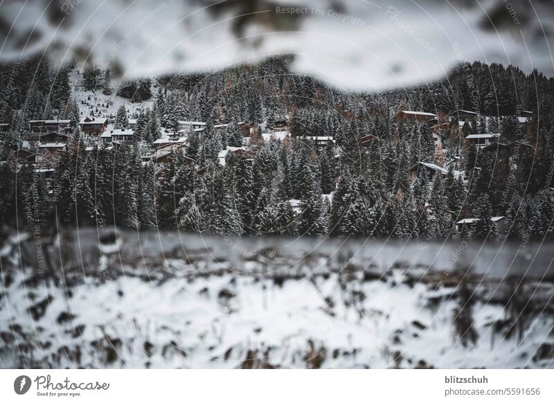 Reflection of houses in a mountain lake, image rotated reflection Reflection in the water Lake Calm Water reflection Surface of water Nature Idyll Lakeside