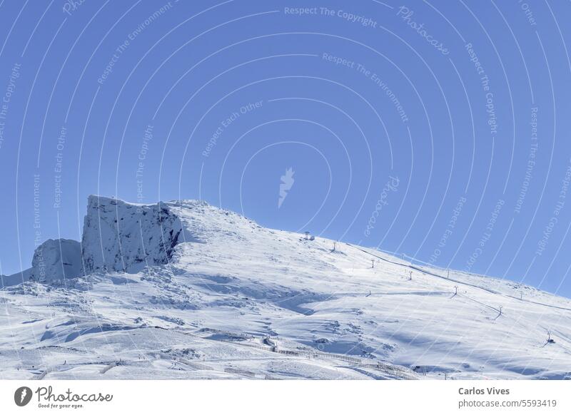 snowy mountain, veleta peak 3394 meters high, in the betic mount adventure alpine andalusia cordillera crest famous fog fresh air glacier granada heaven hill