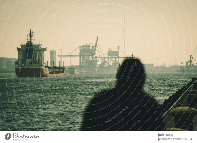 Around the world with a headwind ship Sky windy Silhouette Human being