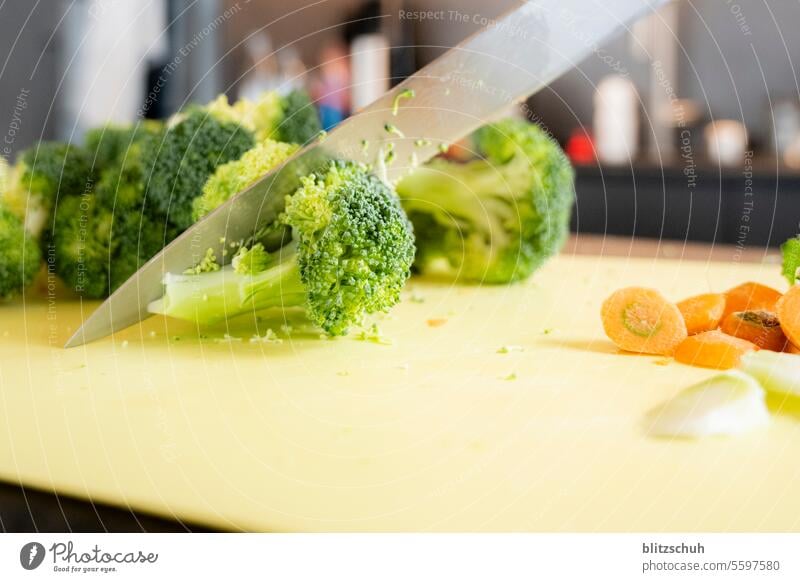 Fresh broccoli is cut Broccoli Food Vegetable Colour photo food products Organic produce Vegetarian diet Nutrition Healthy Vegan diet Food photograph Diet